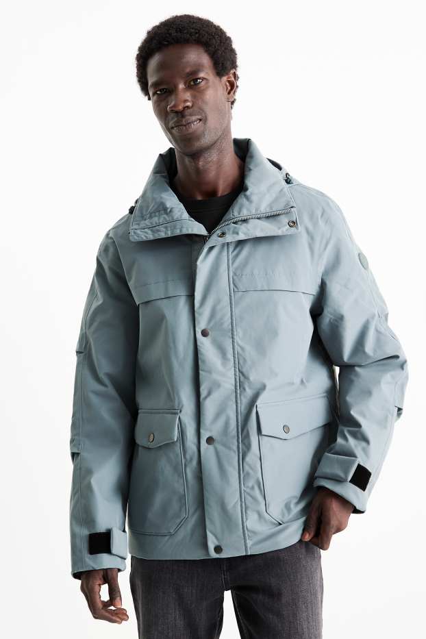 Hombre - Chaqueta con capucha - forrada - impermeable - azul claro