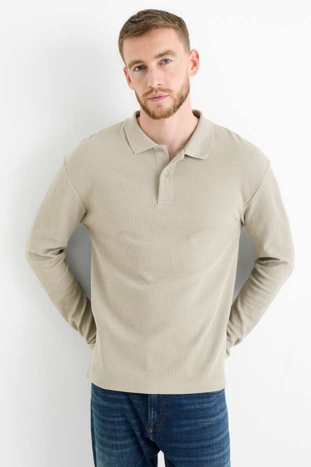 Herren - Poloshirt - Regular Fit - strukturiert - hellbeige