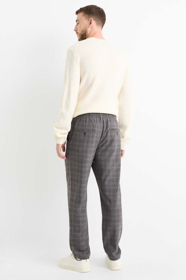 Pánské - Kalhoty chino - tapered fit - kostkované - tmavošedá