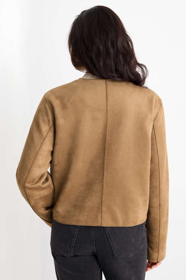 Damen - Jacke - Velourslederimitat - hellbraun