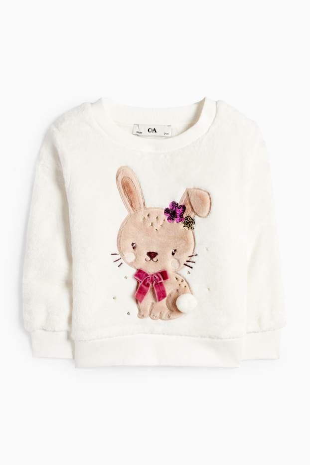 Kinderen: meisjes - Haas - sweatshirt - crème wit
