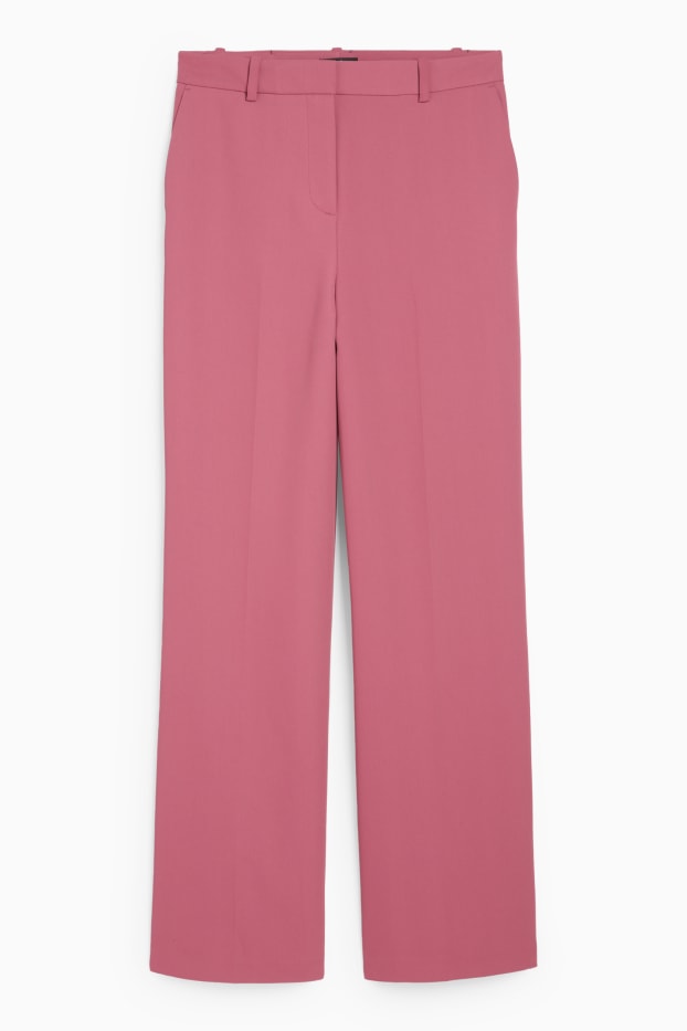 Damen - Business-Hose - Mid Waist - Wide Leg - dunkelrosa