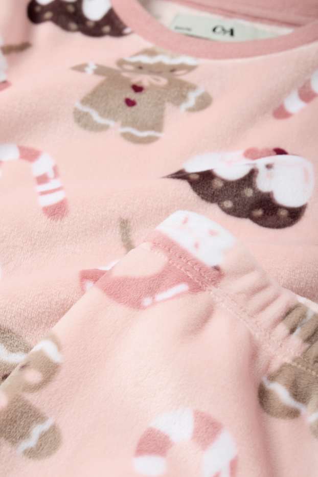 Kinder Mädchen - Lebkuchen und Zuckerstange - Weihnachts-Pyjama - 2 teilig - rosa