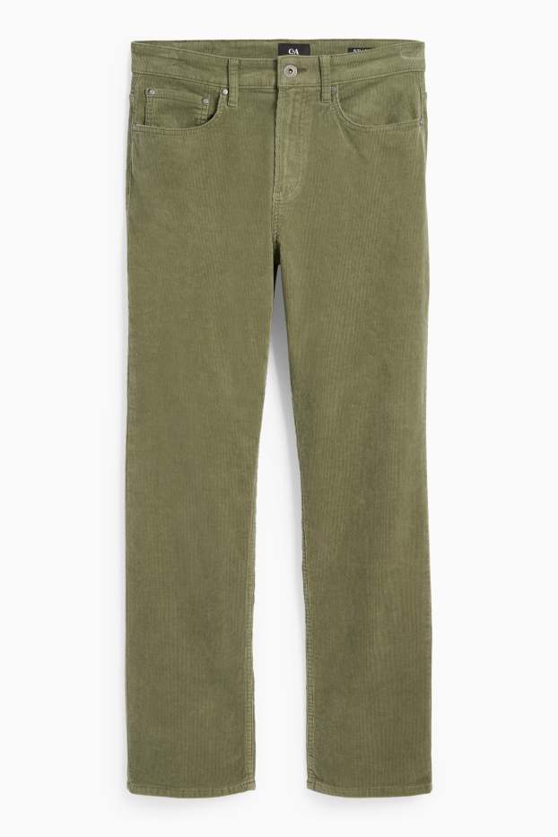 Bărbați - Pantaloni din catifea reiată - regular fit - verde