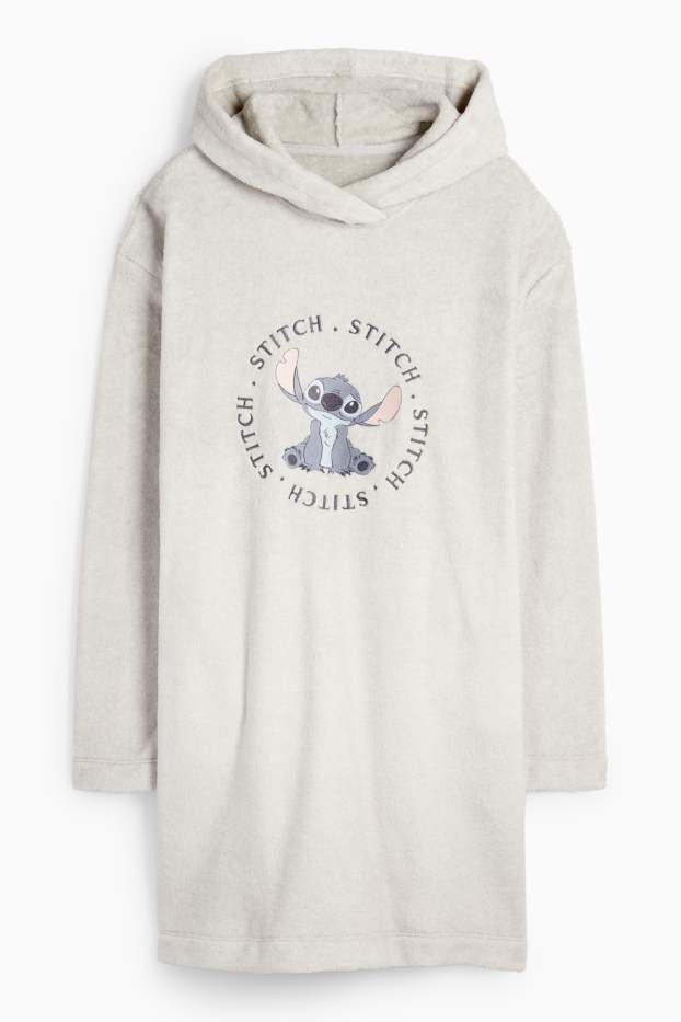 Women - Fleece nightdress with hood - Lilo & Stitch - light gray