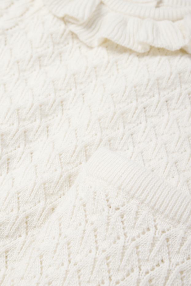 Baby Mädchen - Baby-Strick-Outfit - 2 teilig - strukturiert - weiss