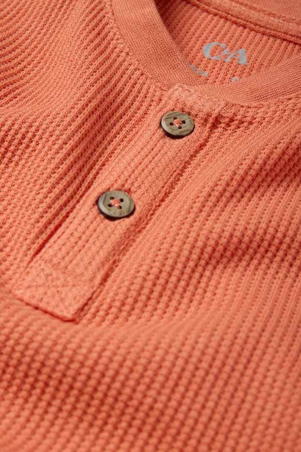 Kinderen: jongens - Henley-shirt - met structuur - donker oranje