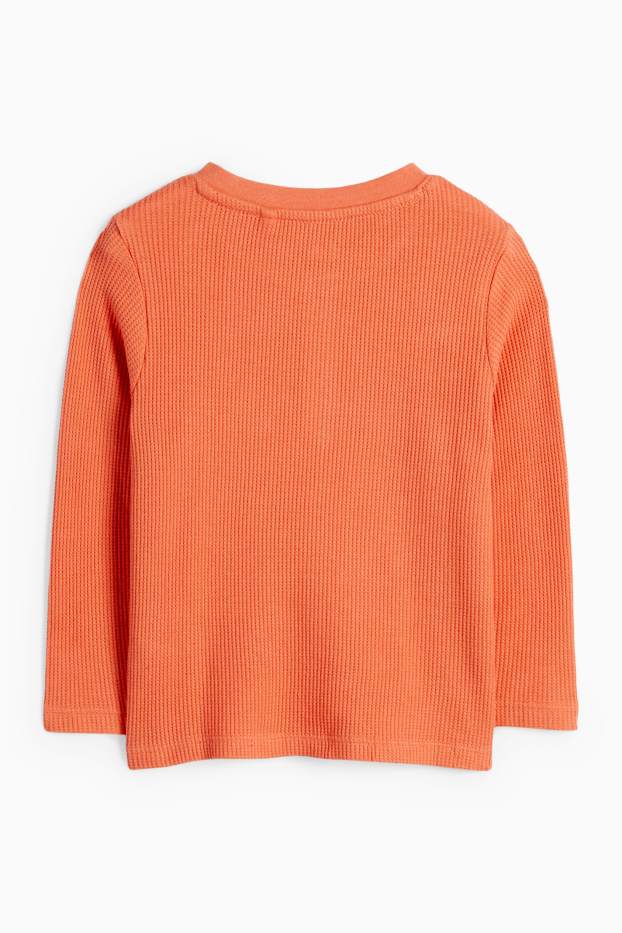 Kinderen: jongens - Henley-shirt - met structuur - donker oranje
