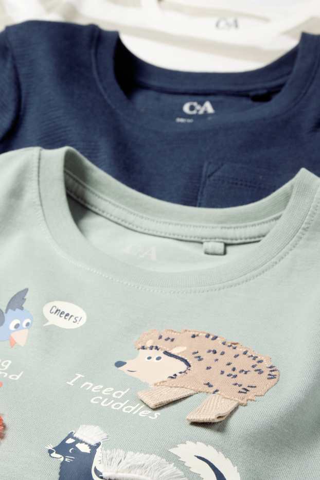 Niños: niños - Pack de 3 - animales silvestres - camisetas de manga larga - verde