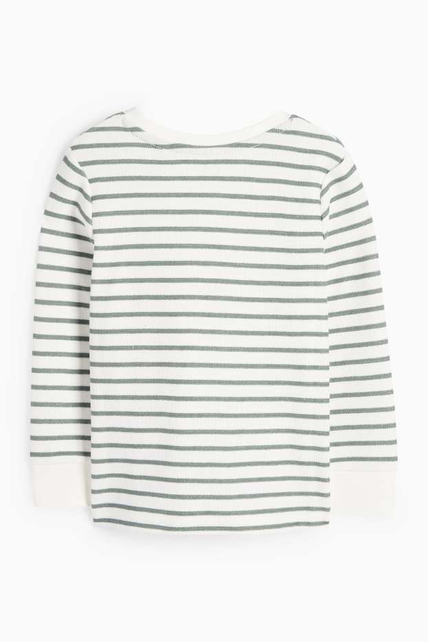 Kinderen: jongens - Vos - longsleeve - gestreept - met structuur - crème wit