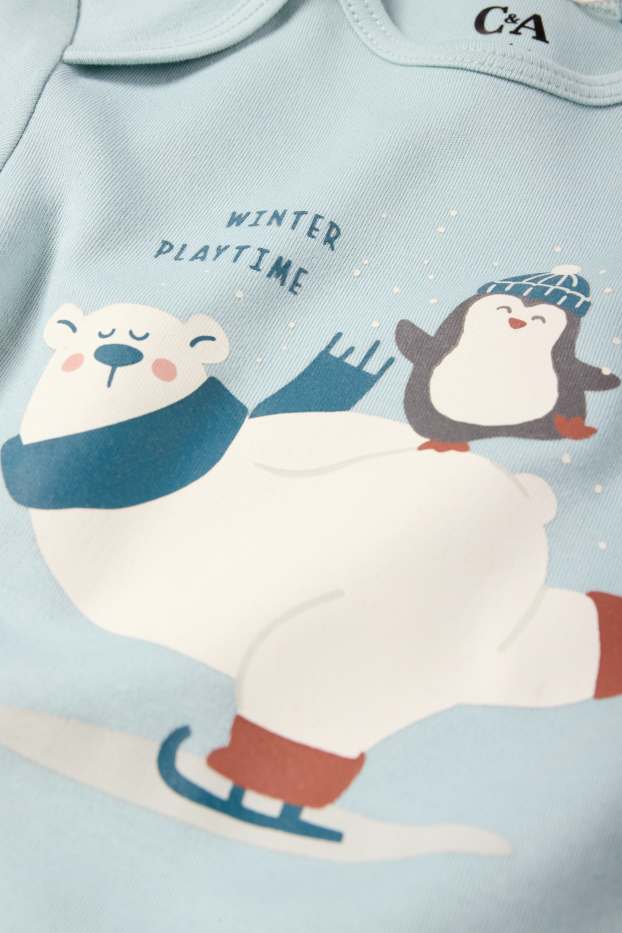 Baby Jungen - Eisbär und Pinguin - Baby-Body - helltürkis