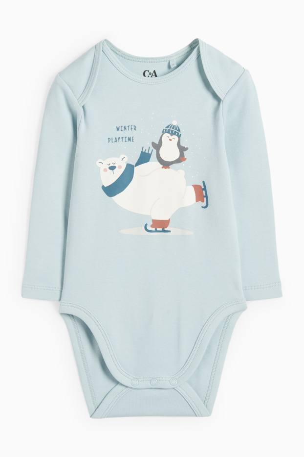 Baby Buben - Eisbär und Pinguin - Baby-Body - helltürkis
