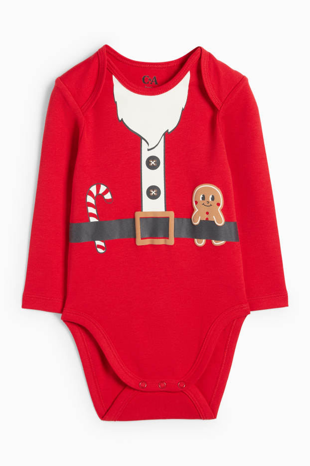 Baby Jungen - Weihnachtsmann - Weihnachts-Baby-Body - rot