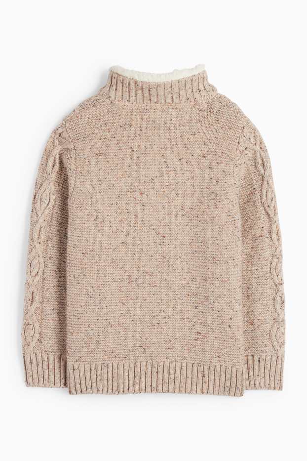 Kinderen: jongens - Trui - kabelpatroon - licht beige