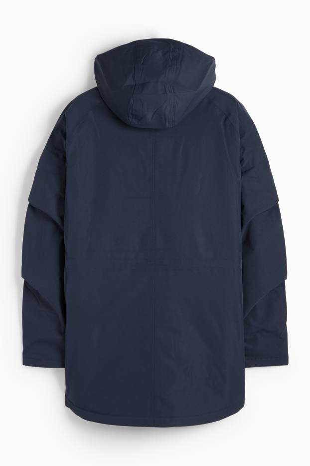 Men - Parka raincoat with hood - lined - waterproof - dark blue