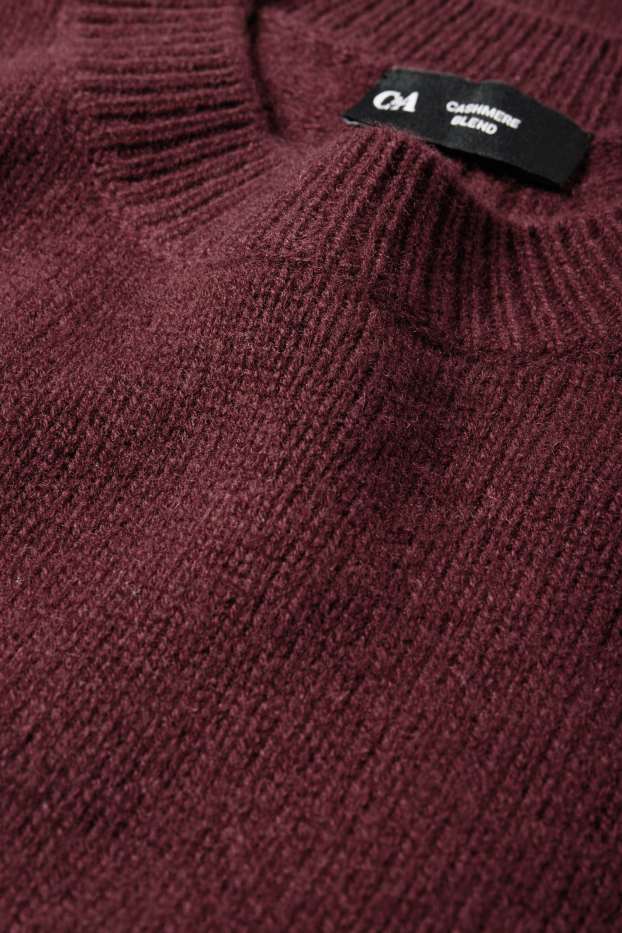 Femmes - Pull en cachemire mélangé - laine mélangée - rouge foncé