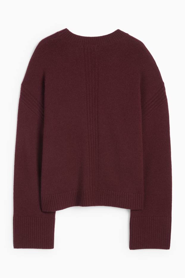 Femmes - Pull en cachemire mélangé - laine mélangée - rouge foncé