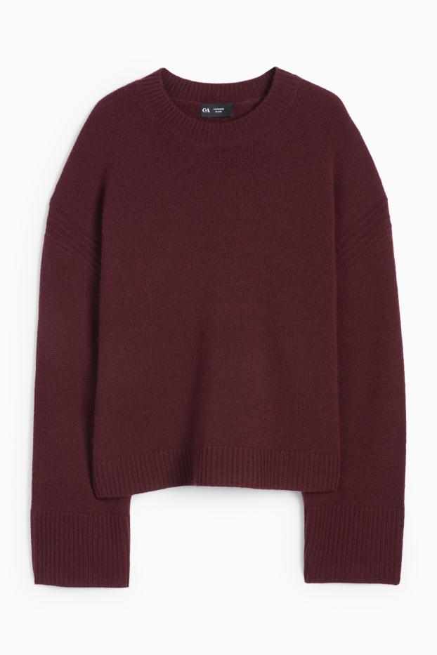 Femmes - Pull en cachemire mélangé - laine mélangée - rouge foncé