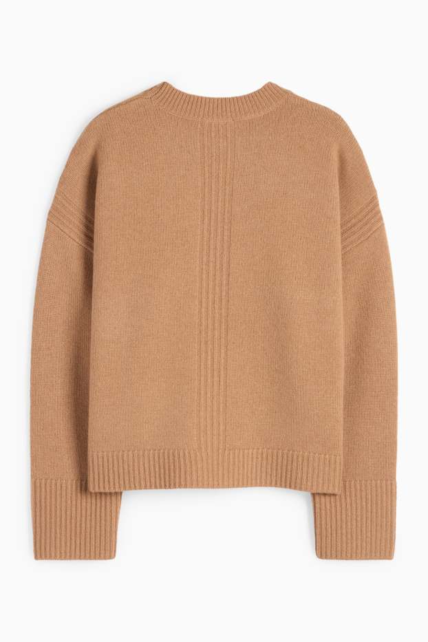 Mujer - Jersey con cachemir - mezcla de lana - marrón claro