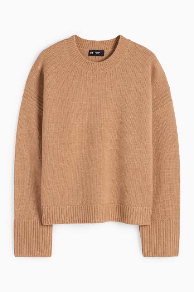 Mujer - Jersey con cachemir - mezcla de lana - marrón claro