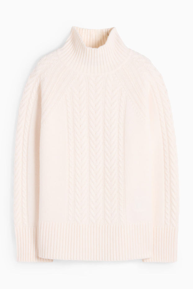 Mujer - Jersey con cachemir - mezcla de lana - ochos - blanco roto