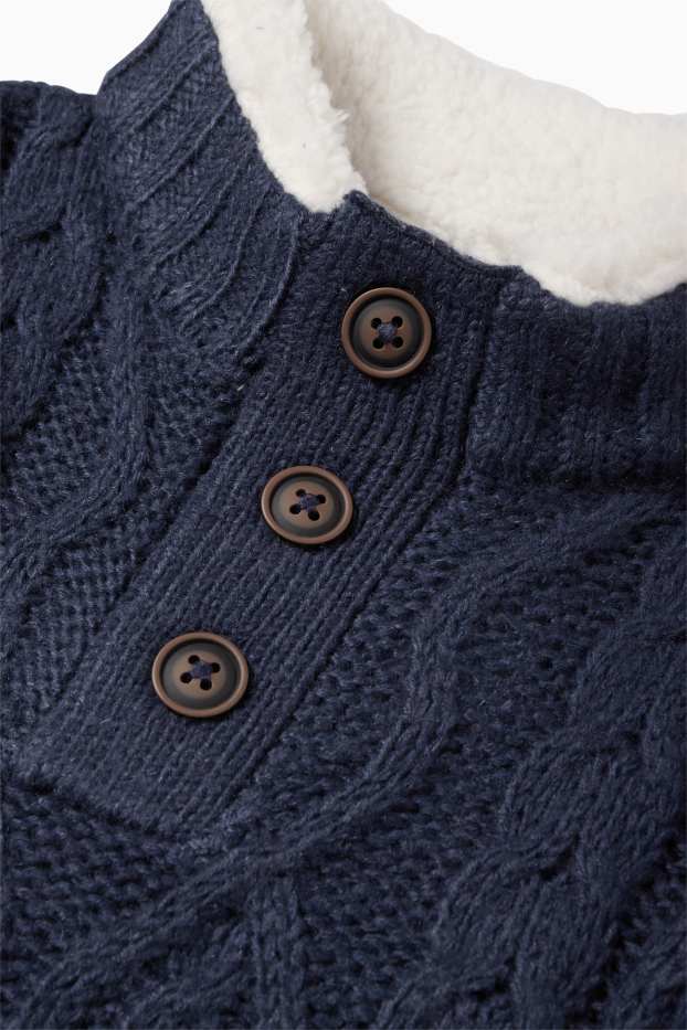 Kinder Buben - Pullover - Zopfmuster - dunkelblau