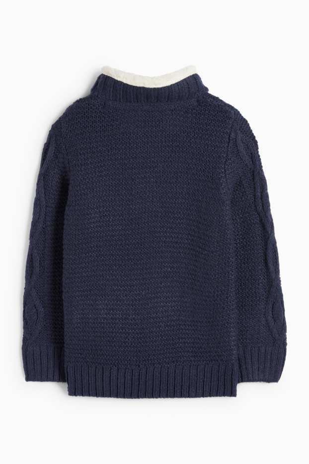 Kinder Buben - Pullover - Zopfmuster - dunkelblau