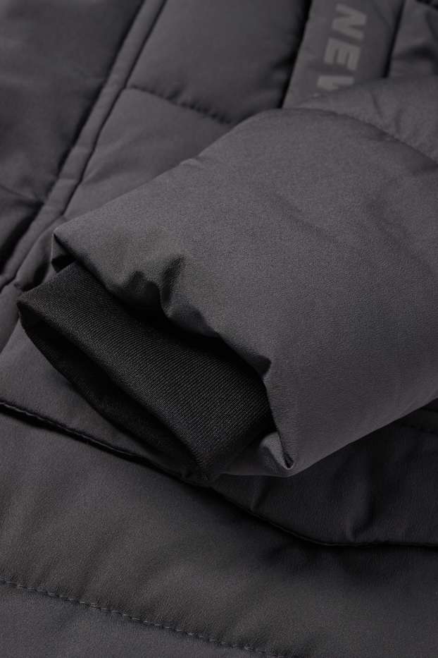 Kinder Buben - Steppjacke mit Kapuze - wasserabweisend - dunkelgrau