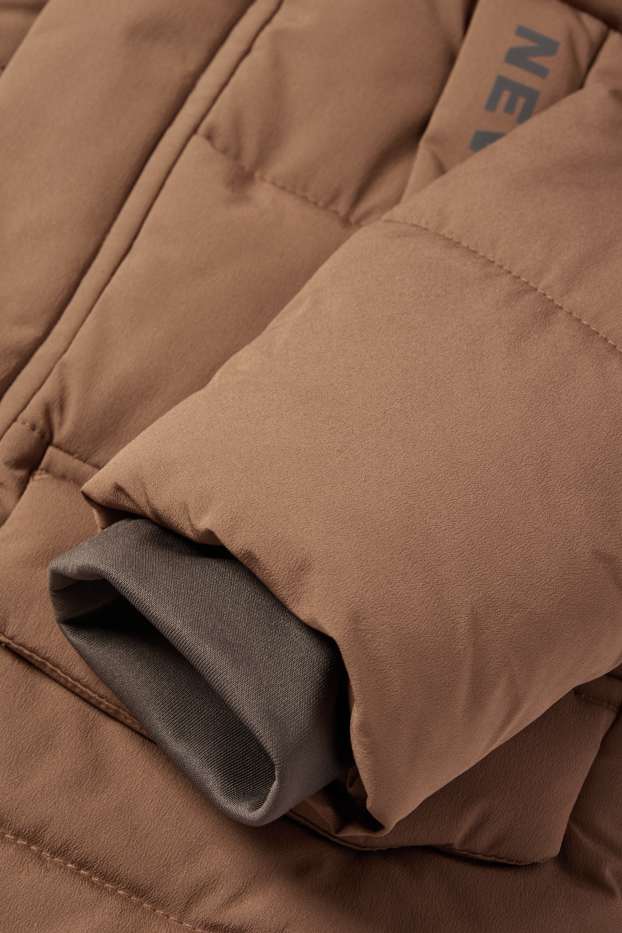 Children Boys - Quilted jacket with hood - water-repellent - brown