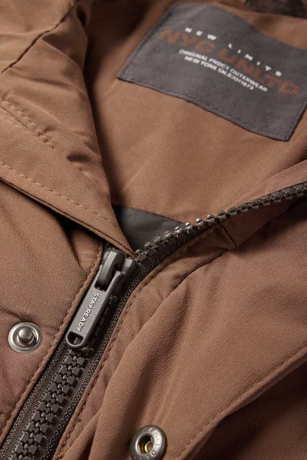 Children Boys - Quilted jacket with hood - water-repellent - brown