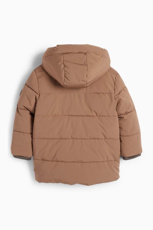 Children Boys - Quilted jacket with hood - water-repellent - brown