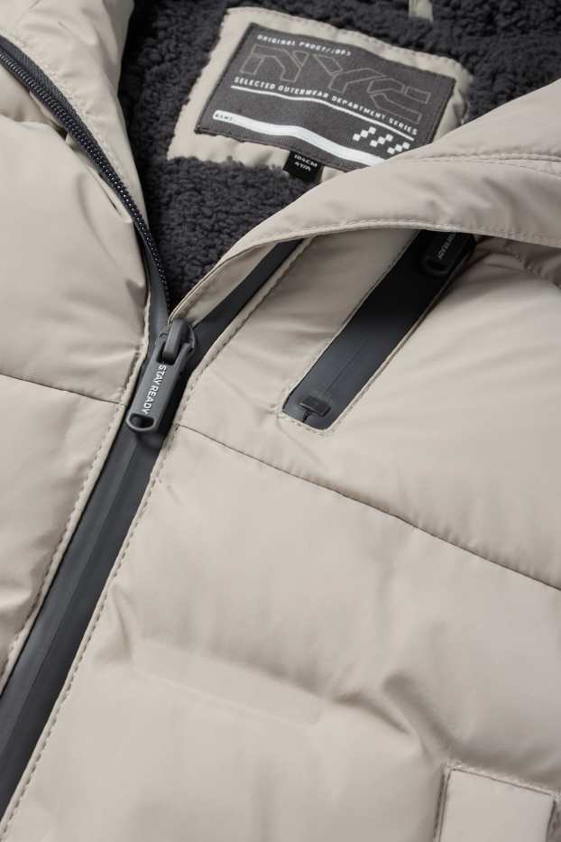 Kinder Buben - Steppjacke mit Kapuze - hellgrau