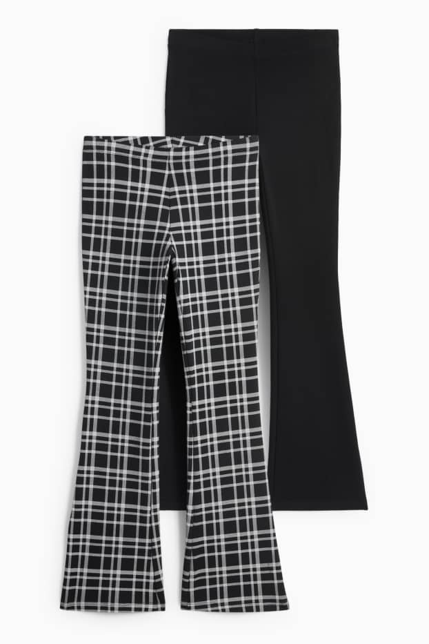 Enfants filles - Lot de 2 - leggings chauds de coupe évasée - noir / gris