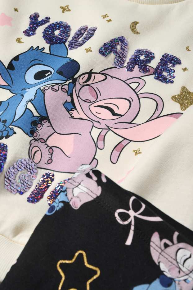 Kinder Mädchen - Lilo & Stitch - Set - Sweatshirt und Flared Leggings - cremeweiß