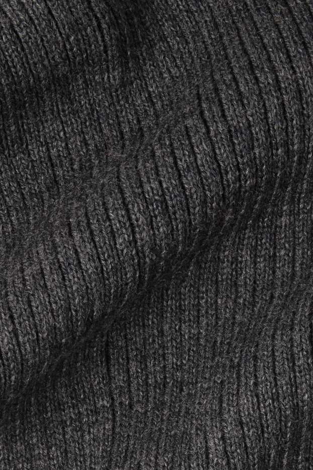 Hommes - Écharpe en maille - finition côtelée - gris anthracite