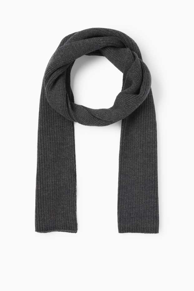 Hommes - Écharpe en maille - finition côtelée - gris anthracite