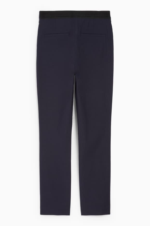 Women - Cloth trousers - mid-rise waist - tapered fit - dark blue