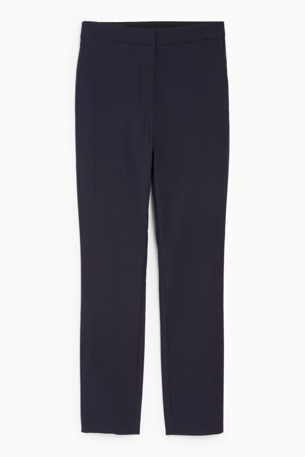 Women - Cloth trousers - mid-rise waist - tapered fit - dark blue