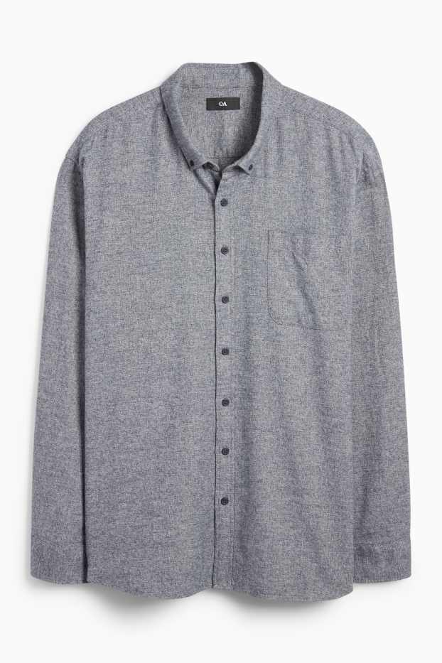 Heren - Overhemd - regular fit - button down - donkerblauw-mix