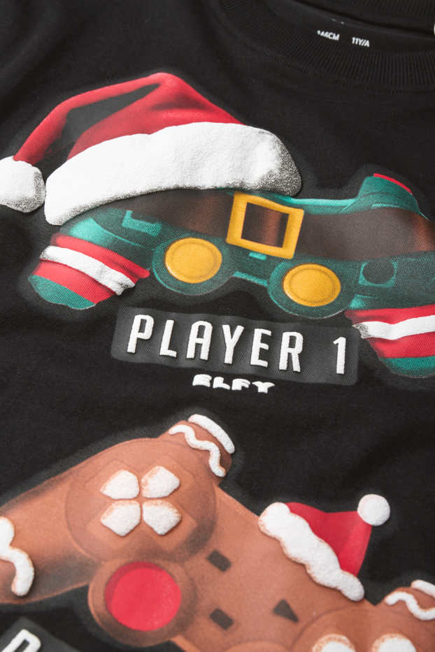 Bambini - Videogiochi - maglia a maniche corte natalizia - nero