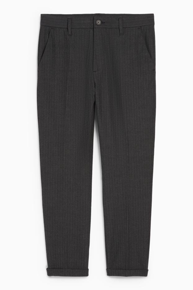 Uomo - Pantaloni chino - tapered fit - design gessato - grigio scuro