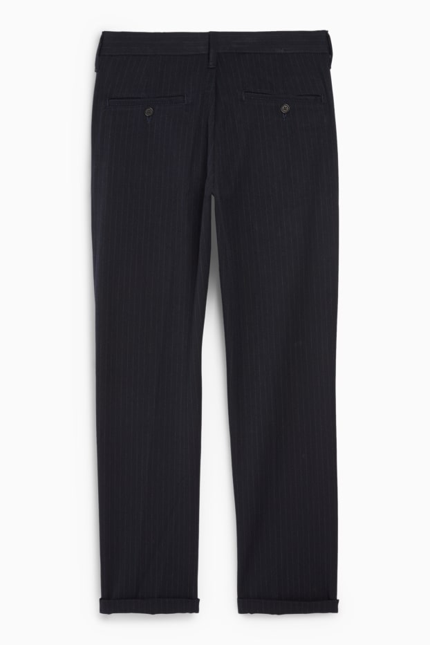 Hommes - Chino - tapered fit - fines rayures - noir