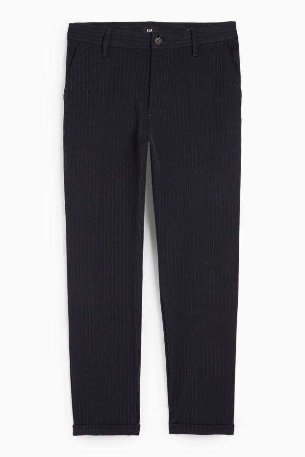 Hommes - Chino - tapered fit - fines rayures - noir
