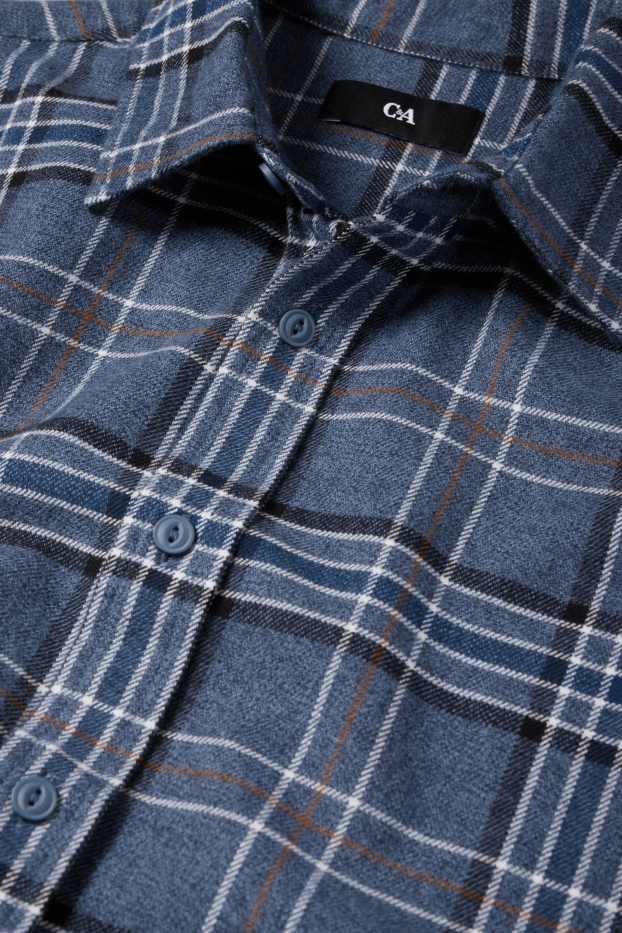 Herren - Flanellhemd - Regular Fit - Kent - kariert - blau