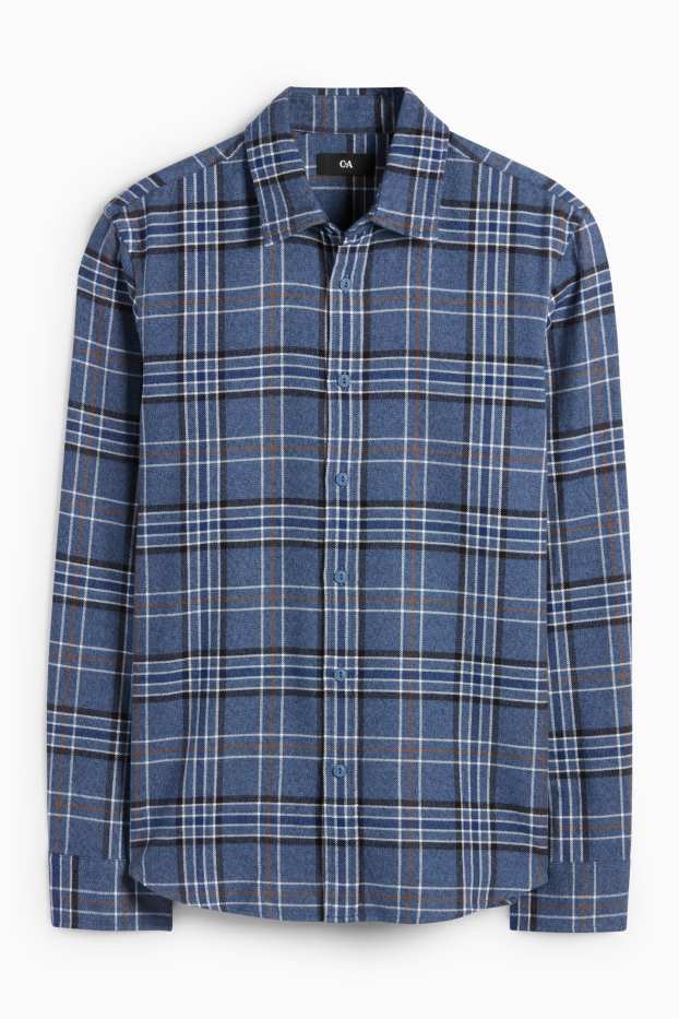 Herren - Flanellhemd - Regular Fit - Kent - kariert - blau