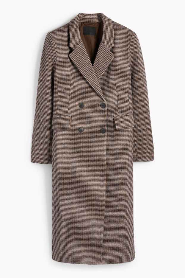 Women - Coat - check - black / beige