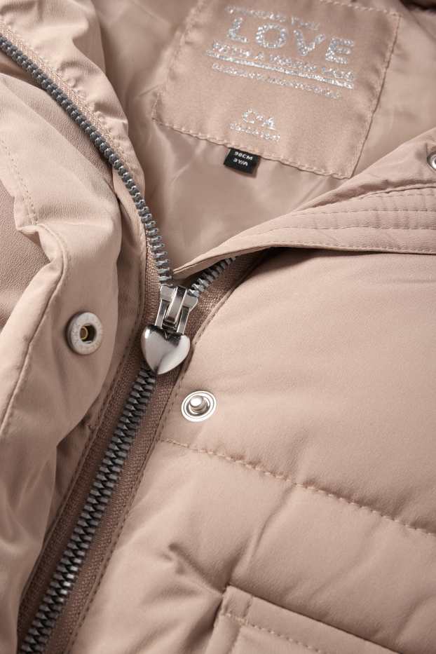 Enfants filles - Doudoune à capuche - finition déperlante - beige