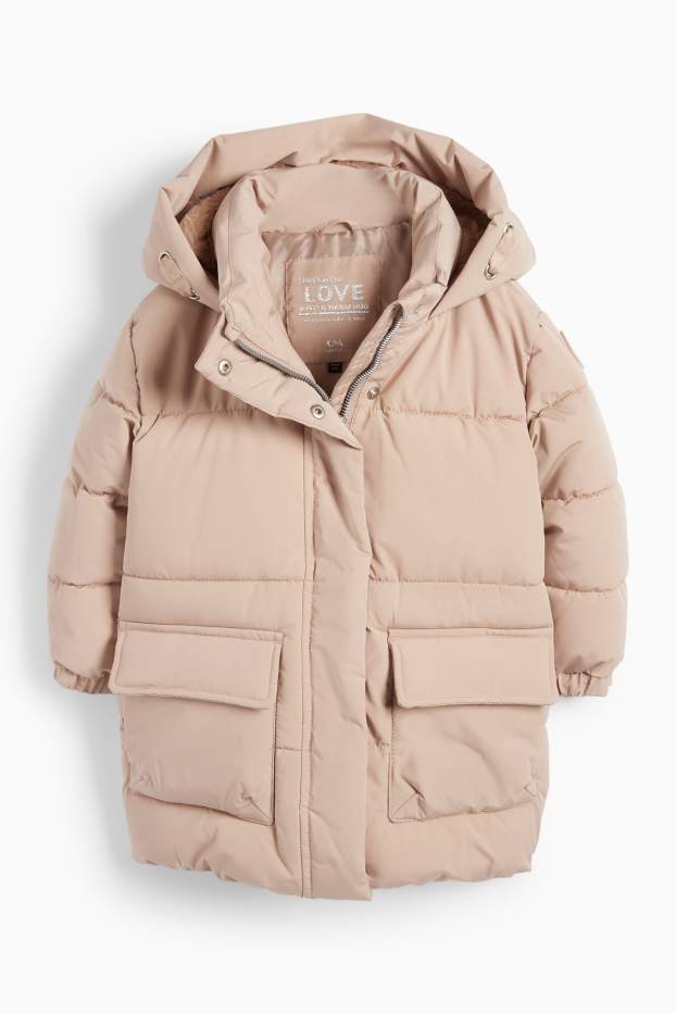 Enfants filles - Doudoune à capuche - finition déperlante - beige