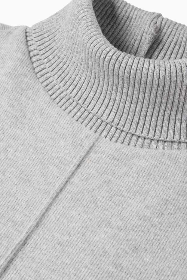 Donna - Top con collo a dolcevita - grigio chiaro melange