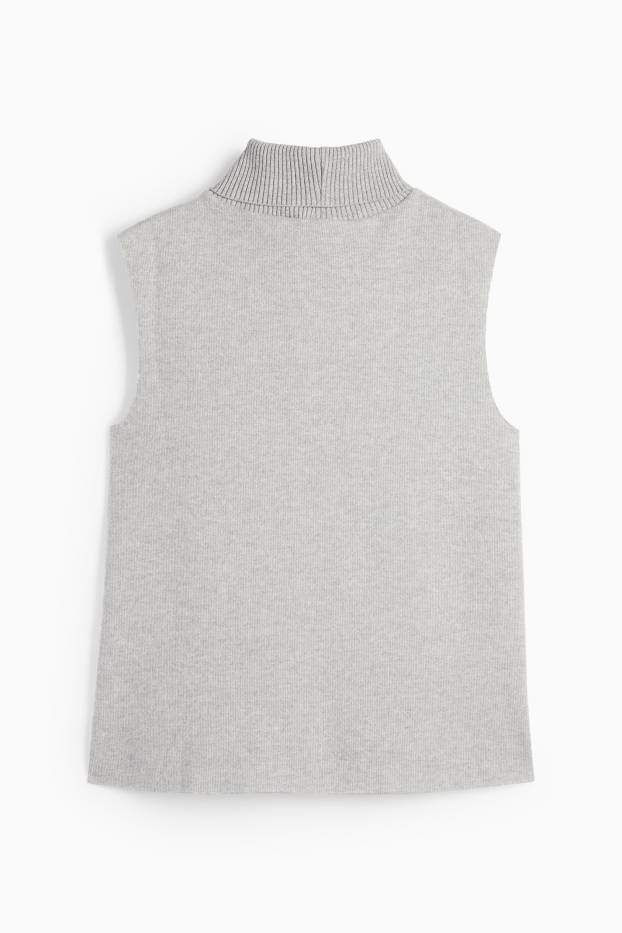 Donna - Top con collo a dolcevita - grigio chiaro melange